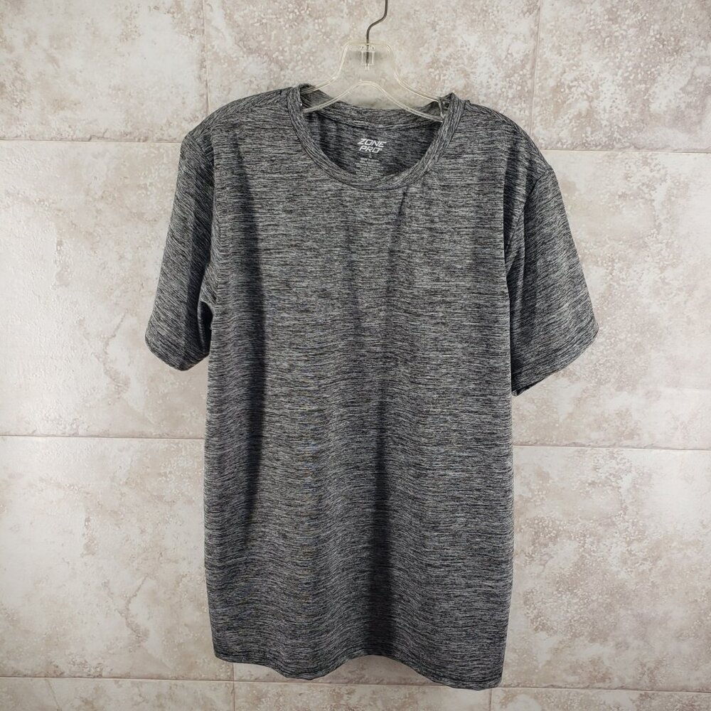 Athletic Activewear Crew Neck Grey Short Sleeve T Shirt Mens Size L Zone Pro